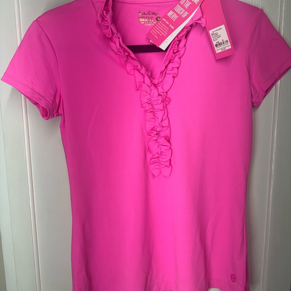 Lilly Pulitzer Vibrant Pink Ruffled Tee